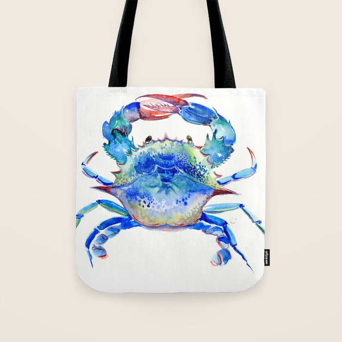Blue Crab, crab restaurant seafood design art Tote Bag Gallery Image 1