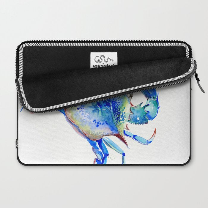 Blue Crab, crab restaurant seafood design art Laptop Sleeve Gallery Image 2