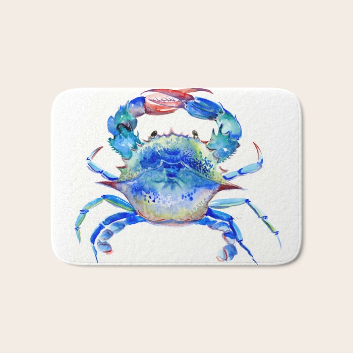 Blue Crab, crab restaurant seafood design art Bath Mat Gallery Image 1