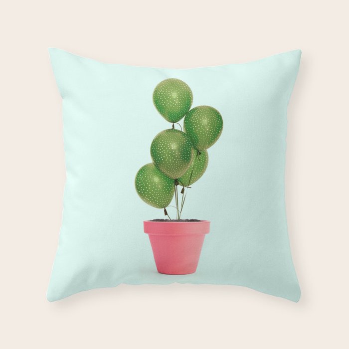 CACTUS BALLOON Throw Pillow Gallery Image 1