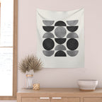 Black grey retro Mid century modern Wall Tapestry Gallery Image 2
