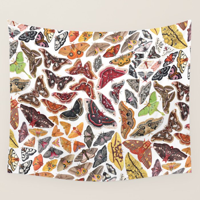 Saturniid Moths of North America Pattern Wall Tapestry Gallery Image 4