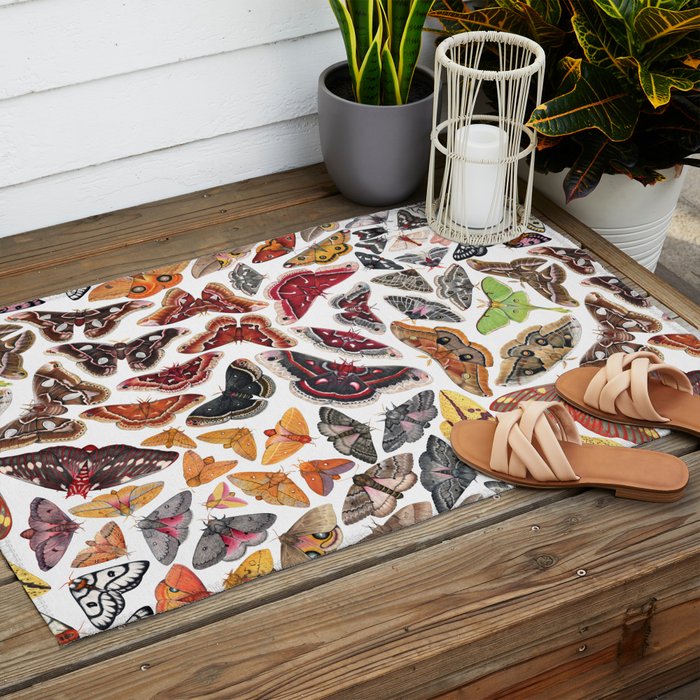 Saturniid Moths of North America Pattern Outdoor Rug Gallery Image 2