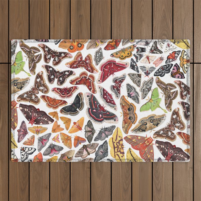 Saturniid Moths of North America Pattern Outdoor Rug Gallery Image 1