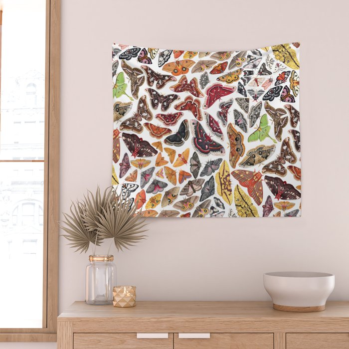 Saturniid Moths of North America Pattern Wall Tapestry Gallery Image 2
