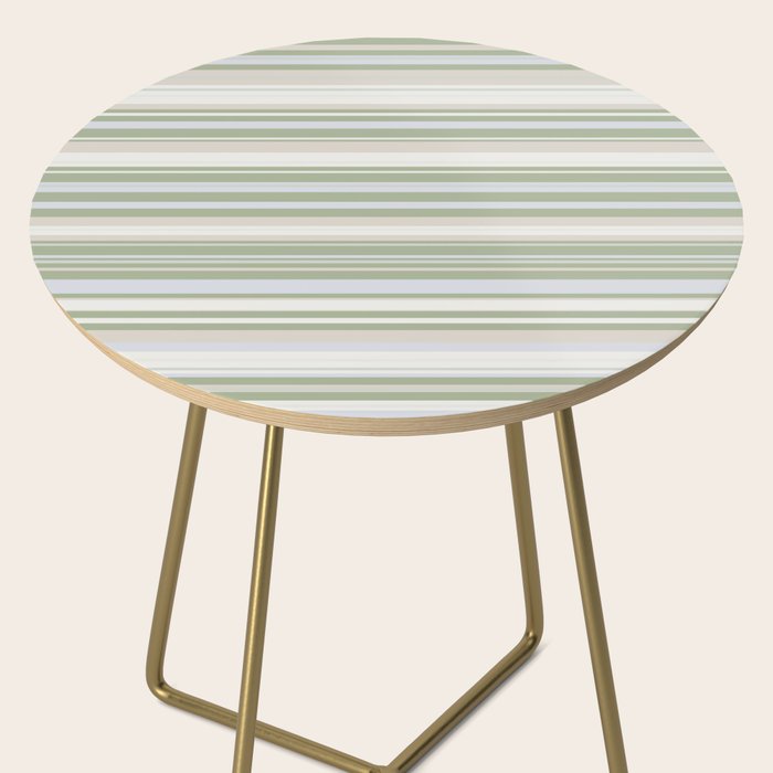 Sage Stripes - Striped Pattern in Sage Green, Almond Beige, Pale Gray, and Cream Side Table Gallery Image 2