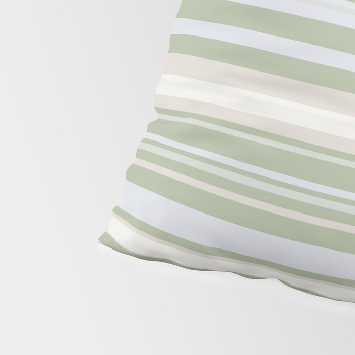 Sage Stripes - Striped Pattern in Sage Green, Almond Beige, Pale Gray, and Cream Pillow Sham Gallery Image 4