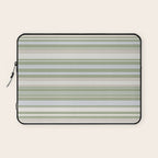 Sage Stripes - Striped Pattern in Sage Green, Almond Beige, Pale Gray, and Cream Laptop Sleeve Gallery Image 1
