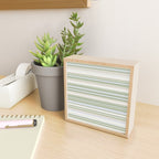 Sage Stripes - Striped Pattern in Sage Green, Almond Beige, Pale Gray, and Cream Mini Art Print Gallery Image 2