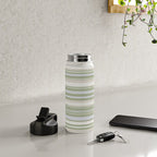 Sage Stripes - Striped Pattern in Sage Green, Almond Beige, Pale Gray, and Cream Water Bottle Gallery Image 4