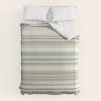 Sage Stripes - Striped Pattern in Sage Green, Almond Beige, Pale Gray, and Cream Duvet Cover Gallery Image 6