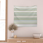 Sage Stripes - Striped Pattern in Sage Green, Almond Beige, Pale Gray, and Cream Wall Tapestry Gallery Image 2