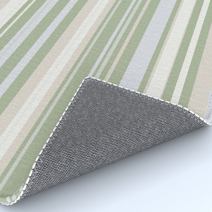 Sage Stripes - Striped Pattern in Sage Green, Almond Beige, Pale Gray, and Cream Rug Gallery Image 4