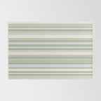 Sage Stripes - Striped Pattern in Sage Green, Almond Beige, Pale Gray, and Cream Rug Gallery Image 2