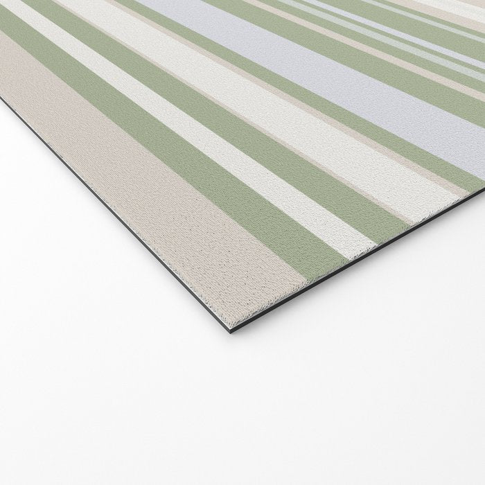 Sage Stripes - Striped Pattern in Sage Green, Almond Beige, Pale Gray, and Cream Welcome Mat Gallery Image 2