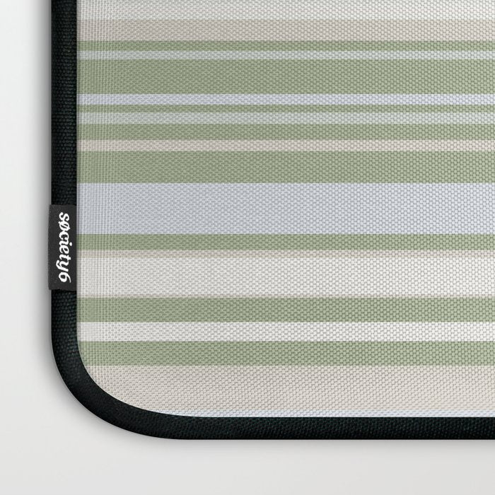 Sage Stripes - Striped Pattern in Sage Green, Almond Beige, Pale Gray, and Cream Laptop Sleeve Gallery Image 3