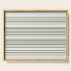 Sage Stripes - Striped Pattern in Sage Green, Almond Beige, Pale Gray, and Cream Serving Tray Gallery Image 1