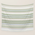 Sage Stripes - Striped Pattern in Sage Green, Almond Beige, Pale Gray, and Cream Wall Tapestry Gallery Image 4