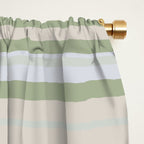 Sage Stripes - Striped Pattern in Sage Green, Almond Beige, Pale Gray, and Cream Window Curtain Gallery Image 2