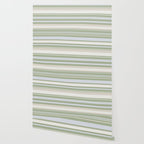 Sage Stripes - Striped Pattern in Sage Green, Almond Beige, Pale Gray, and Cream Wallpaper Gallery Image 2