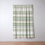 Sage Stripes - Striped Pattern in Sage Green, Almond Beige, Pale Gray, and Cream Window Curtain Gallery Image 3