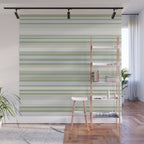 Sage Stripes - Striped Pattern in Sage Green, Almond Beige, Pale Gray, and Cream Wall Mural Gallery Image 1