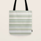 Sage Stripes - Striped Pattern in Sage Green, Almond Beige, Pale Gray, and Cream Tote Bag Gallery Image 1