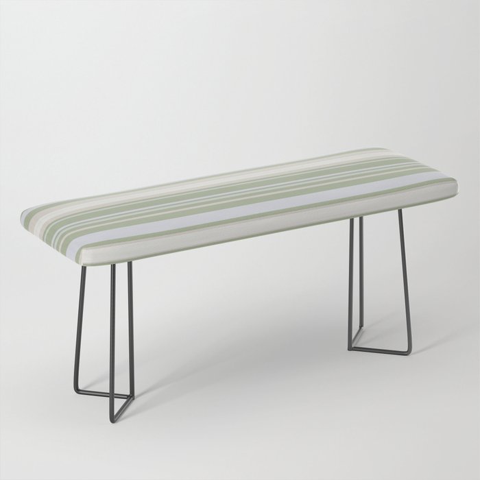 Sage Stripes - Striped Pattern in Sage Green, Almond Beige, Pale Gray, and Cream Bench Gallery Image 1
