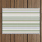 Sage Stripes - Striped Pattern in Sage Green, Almond Beige, Pale Gray, and Cream Outdoor Rug Gallery Image 1