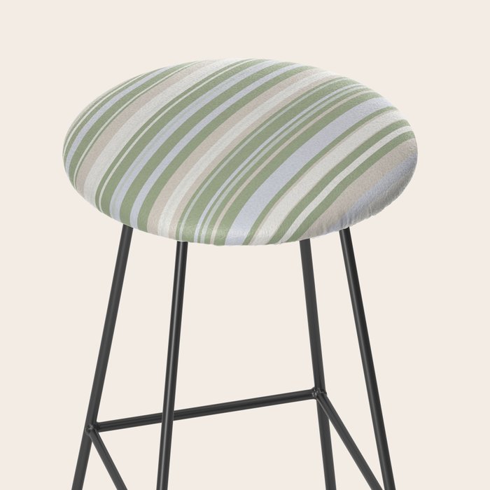 Sage Stripes - Striped Pattern in Sage Green, Almond Beige, Pale Gray, and Cream Stool Gallery Image 2