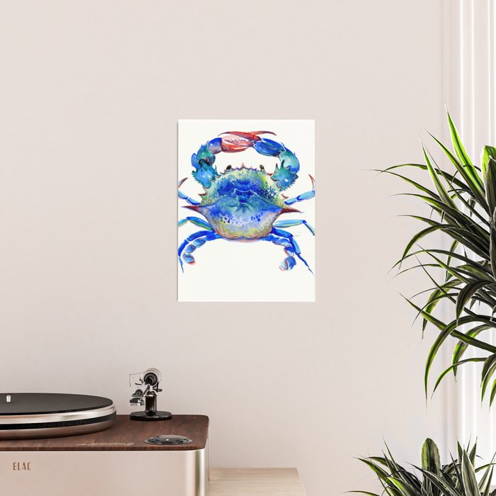 Blue Crab, crab restaurant seafood design art Poster Gallery Image 2
