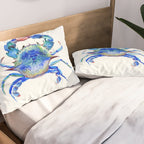 Blue Crab, crab restaurant seafood design art Pillow Sham Gallery Image 2