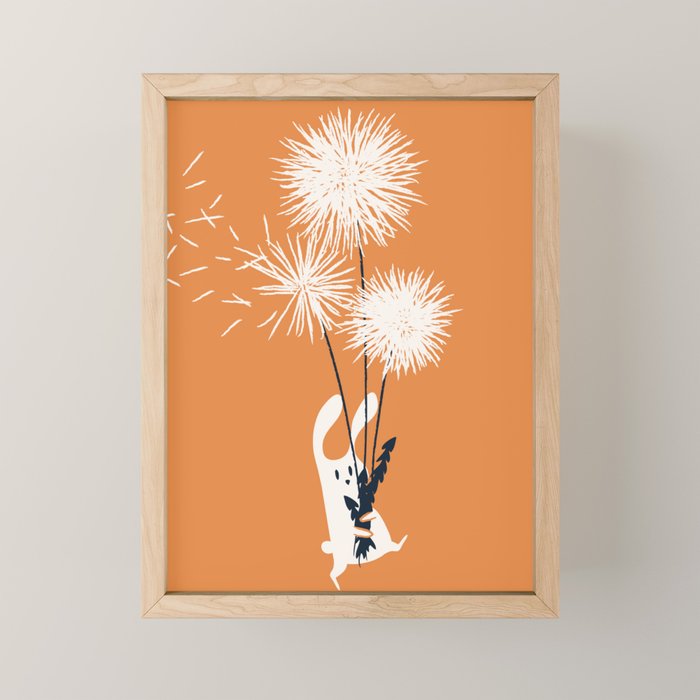 Bunny and Dandelion Bouquet Mini Art Print Gallery Image 1