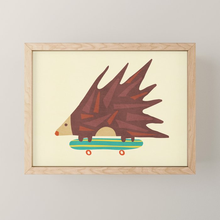 Hedgehog in hair raising speed Mini Art Print Gallery Image 1