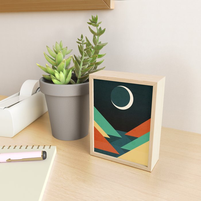 Quiet stream under crescent moon Mini Art Print Gallery Image 2