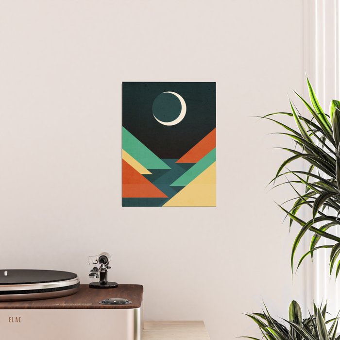 Quiet stream under crescent moon Poster Gallery Image 2