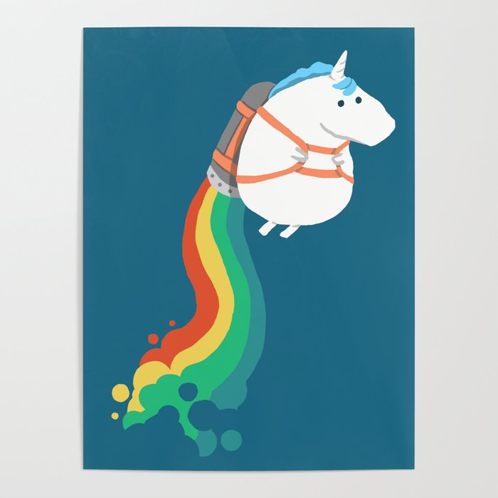 Fat Unicorn on Rainbow Jetpack Poster Gallery Image 4