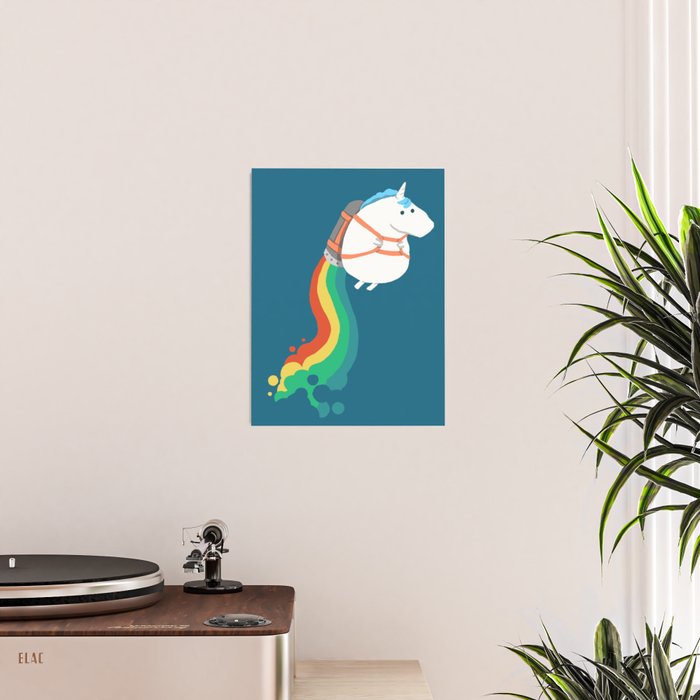 Fat Unicorn on Rainbow Jetpack Poster Gallery Image 2