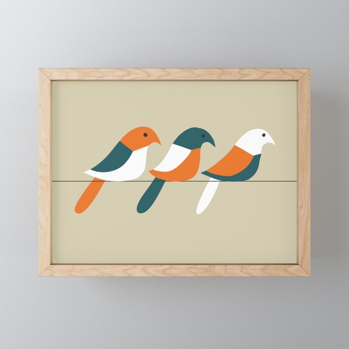 Birds on wire Mini Art Print Gallery Image 1