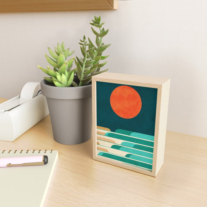 Chasing wave under the red moon Mini Art Print Gallery Image 2