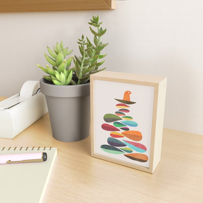 Bird nesting on top of pebbles hill Mini Art Print Gallery Image 2
