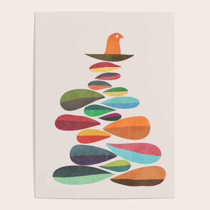 Bird nesting on top of pebbles hill Poster Gallery Image 1