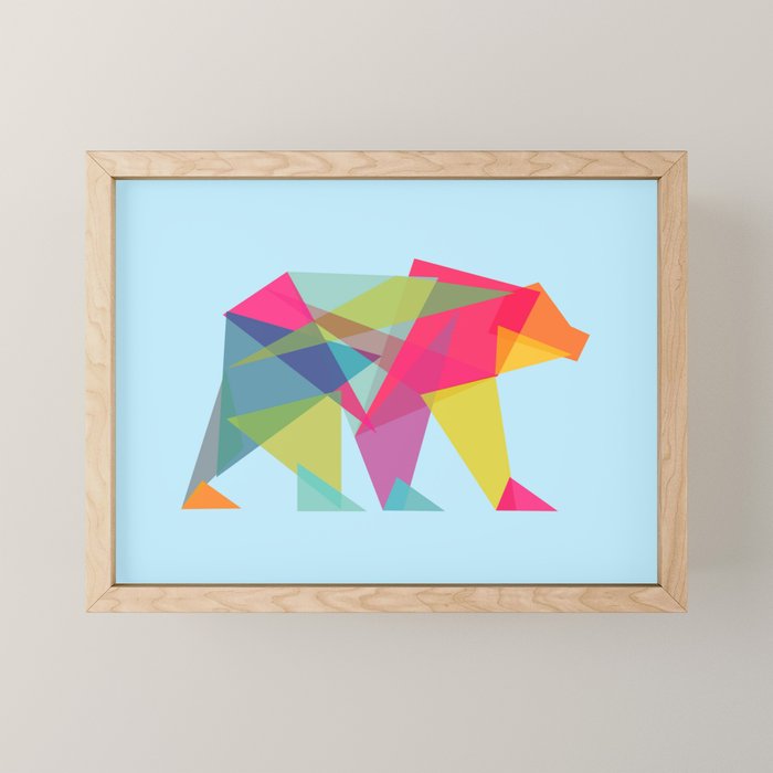 Fractal Bear - neon colorways Mini Art Print Gallery Image 1