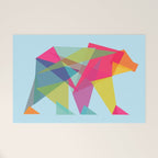 Fractal Bear - neon colorways Welcome Mat Gallery Image 1