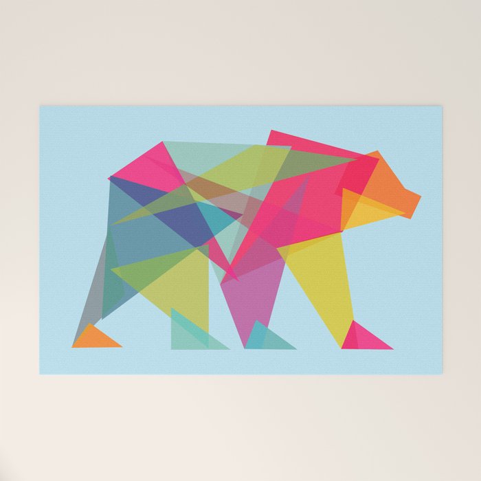Fractal Bear - neon colorways Welcome Mat Gallery Image 1