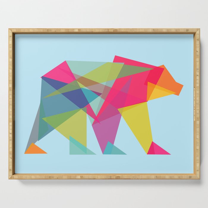 Fractal Bear - neon colorways Serving Tray Gallery Image 1