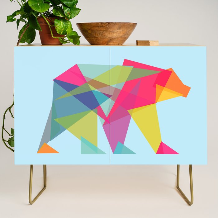 Fractal Bear - neon colorways Credenza Gallery Image 1
