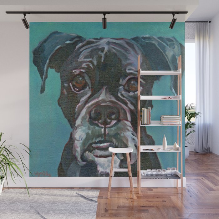 Sable the Black Boxer Dog Wall Mural Gallery Image 1
