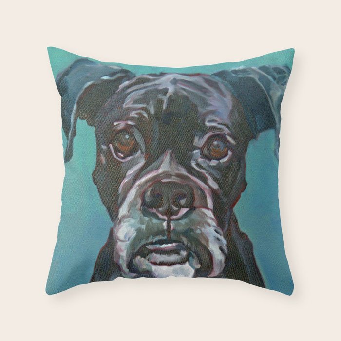 Sable the Black Boxer Dog Throw Pillow Gallery Image 6