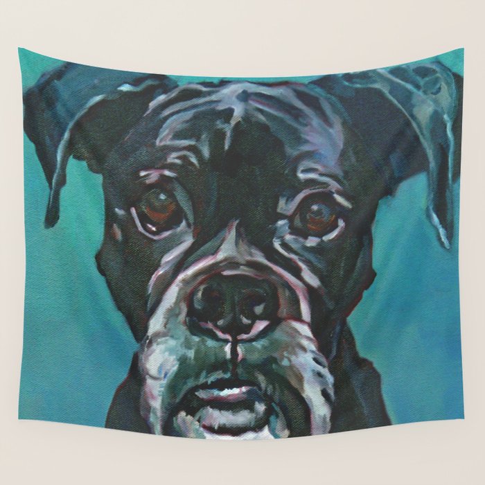 Sable the Black Boxer Dog Wall Tapestry Gallery Image 4